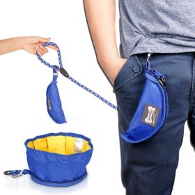 Dog Cat Bowl Open Air Travel Food Holder Folding Foldable Feeder Dish Water Bowl Food Stockpiling Bag Pet Nibble Plate Drink Waterproof - blue