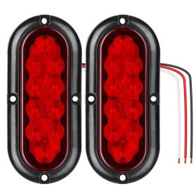 2Pcs Oval LED Brake Light 10LEDs Lamp Stop Turn Tail Light IP65 Waterproof  - Black