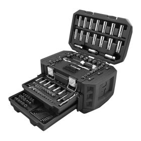 Multiple Drive 160-Piece Mechanics Tool Set, Chrome Finish - Black