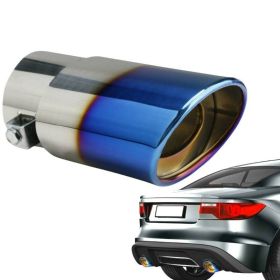 Household Car Exhaust Pipe Tip Rear Tail Throat Muffler Stainless Steel Accessories - Chrome Blue - Auto Parts